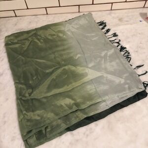 Ombre Silk Scarf Shawl Wrap Green Dip Dye Fringed